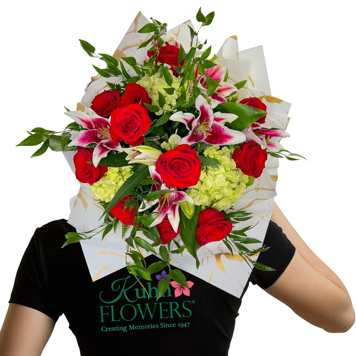 Radiant Rose & Lily Wrapped Bouquet