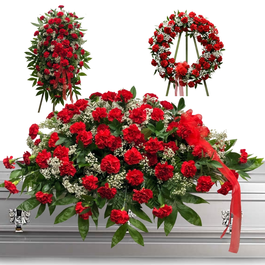 Red Carnations 3 piece set