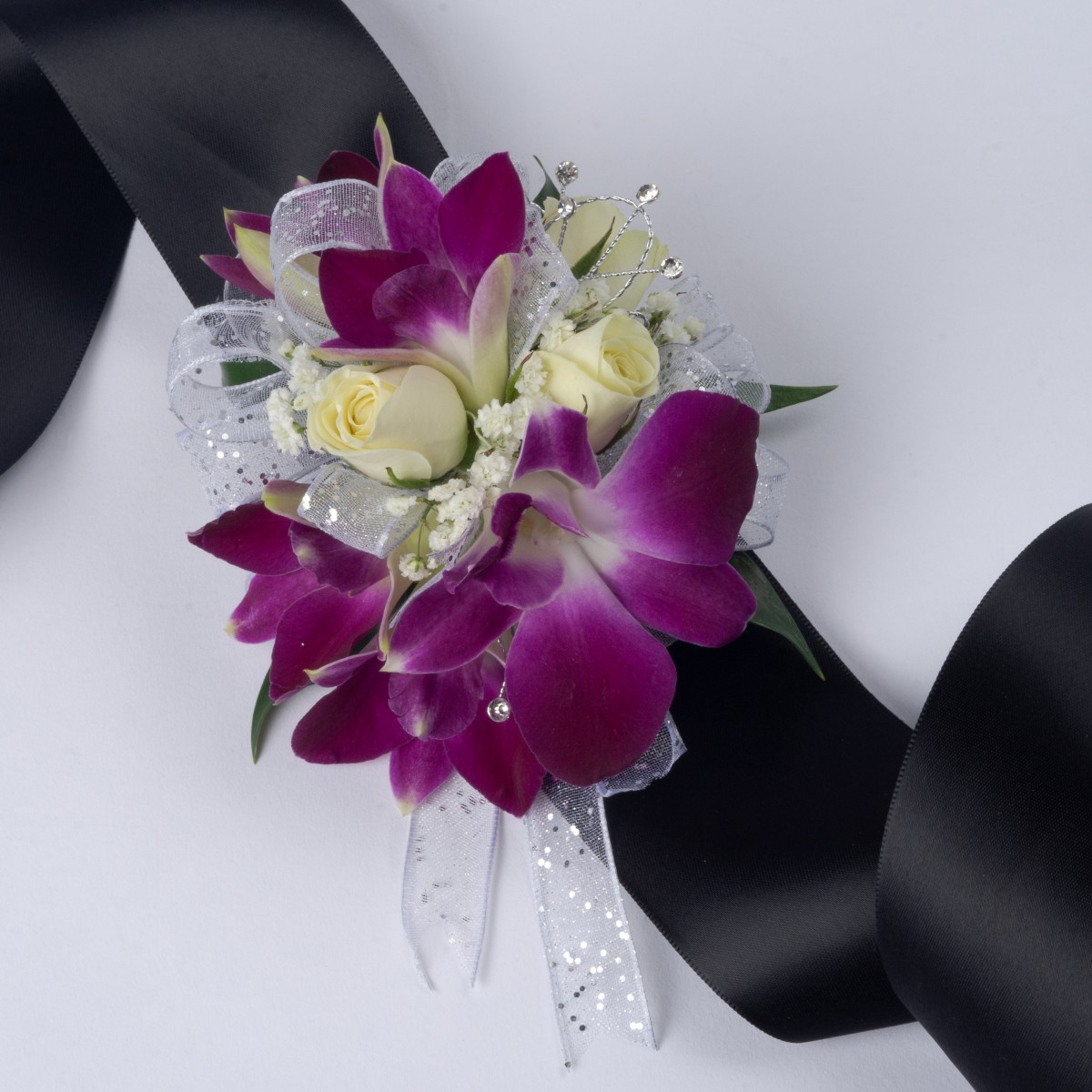 Purple Orchid & Rose Corsage