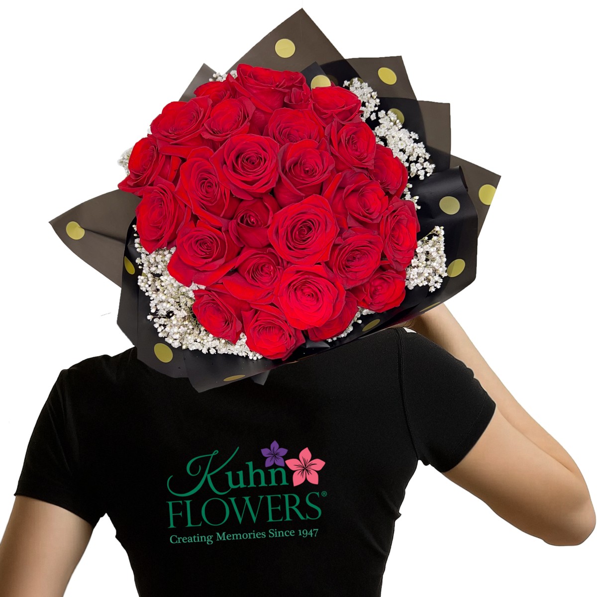 3 Dozen Roses & Baby's Breath Round Wrap